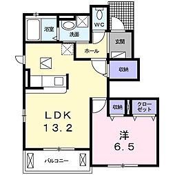 ジュテーム 1LDKの間取図画像