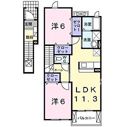 ホマルヴィラ　Ａ 2階2LDKの間取り