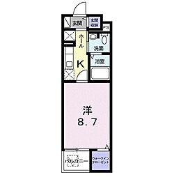 サウスピュア 1Kの間取図画像