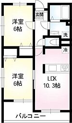 ライネスハイム・ノイ 2階2LDKの間取り