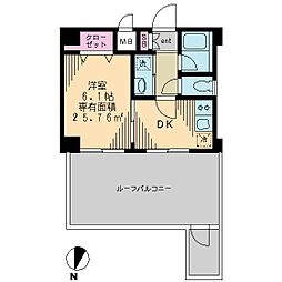 プリマヴェーラ北千住 8階1DKの間取り