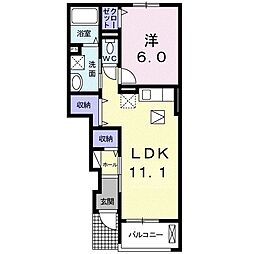 西武新宿線 東村山駅 徒歩24分の賃貸アパート 1階1LDKの間取り