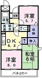 シャン・リヴィエール 3DKの間取図画像
