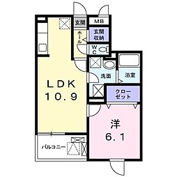 リバープレッソ 1LDKの間取図画像