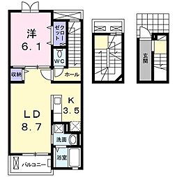 ブライトビューテラスA 1LDKの間取図画像