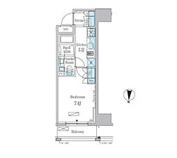 パークアクシス錦糸町レジデンス 14階1Kの間取り