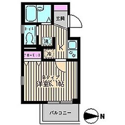 エルピス大久保 1Kの間取図画像