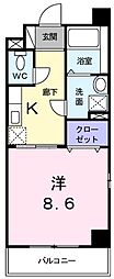 ロンリッシュ 1Kの間取図画像