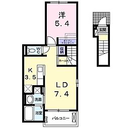 ウィロウコートC 1LDKの間取図画像