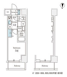 ラティエラ練馬 9階1Kの間取り