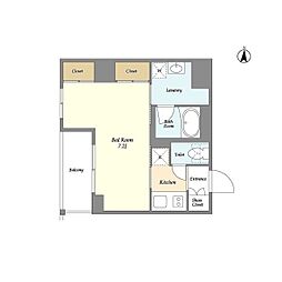バウスフラッツ住吉 1Kの間取図画像