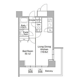 コンフォリア白金高輪 1LDKの間取図画像