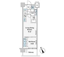 プレノ清澄庭園 8階1LDKの間取り