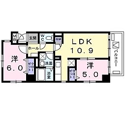 シーザスパレス錦糸町 5階2LDKの間取り