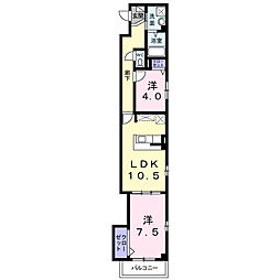 都営三田線 西台駅 徒歩3分の賃貸アパート 2階2LDKの間取り