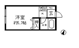 小石川ガーデン 1階ワンルームの間取り