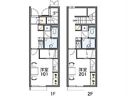 レオパレスカモミール 1Kの間取図画像