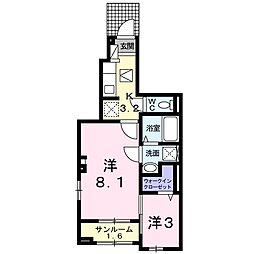 グレイス松富3 1Kの間取図画像