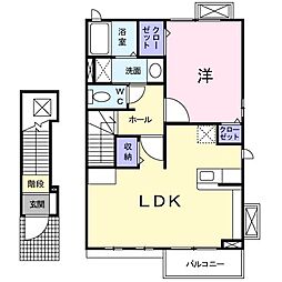 カーサフィオーレ 1LDKの間取図画像