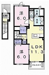 ウッドヴィレッジ 2LDKの間取図画像