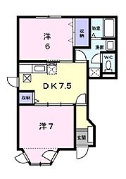 ロイヤルサニーハイツ 2DKの間取図画像