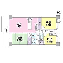 東京臨海高速鉄道りんかい線 天王洲アイル駅 徒歩7分の賃貸マンション 5階3LDKの間取り