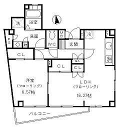 東京メトロ日比谷線 広尾駅 徒歩7分の賃貸マンション 9階1LDKの間取り