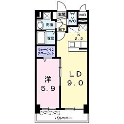 プレステージ空港東 1LDKの間取図画像