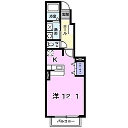 ソレイユ・山道 1階ワンルームの間取り