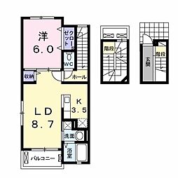 パルトネール2 1LDKの間取図画像