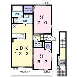 ソレイユ 2LDKの間取図画像