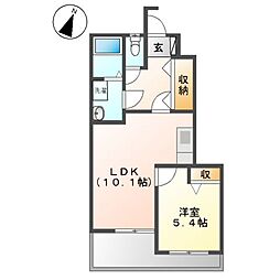 名鉄豊川線 諏訪町駅 徒歩16分の賃貸アパート 1階1LDKの間取り