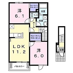 ネオエレガンスA 2LDKの間取図画像