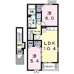 メゾン・ベールB 2LDKの間取図画像