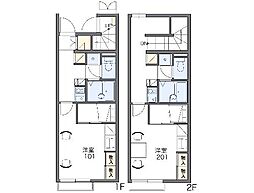 レオパレスティアラ 1Kの間取図画像