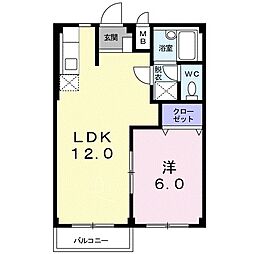 ニューエルディム小堀 1LDKの間取図画像