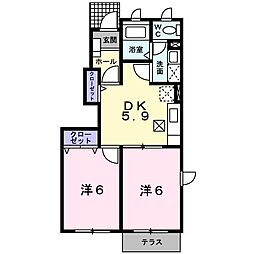 ヴィラシック2 2DKの間取図画像