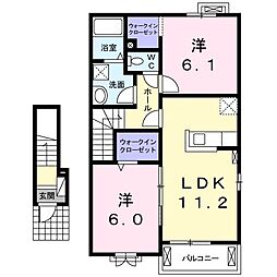 シャン・ド・フルール2 2LDKの間取図画像