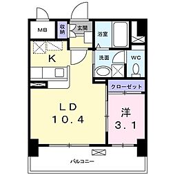 エスペランサ大橋 1LDKの間取図画像