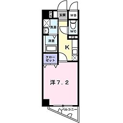 ウエストフロントA 1Kの間取図画像