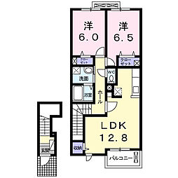 シャン・ド・フルール弐番館 2LDKの間取図画像