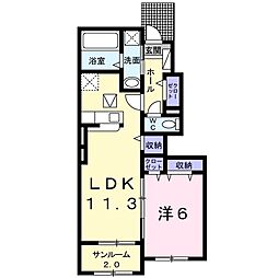エクセレント・ヴィラ今泉B 1LDKの間取図画像