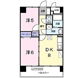 スカイウィング 2DKの間取図画像