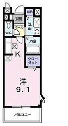 ブランシュール 1Kの間取図画像