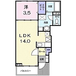 サンモールジュジュ 1LDKの間取図画像