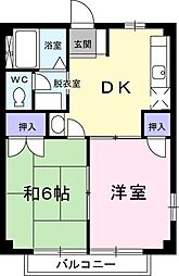 エクセレント城南A 2DKの間取図画像