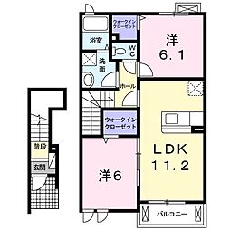 エスペランサB 2LDKの間取図画像