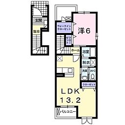 スッドスピアッツォバイアA 1LDKの間取図画像