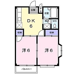 エルディム篠崎 2DKの間取図画像