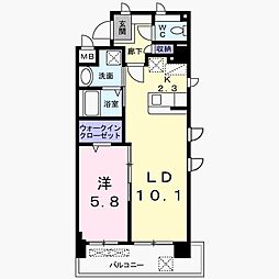 プレステージ空港東 1LDKの間取図画像